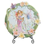 (image for) Fairy & Unicorn Sculpted Plate with Metal Stand