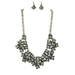 (image for) Floral Crystal Explosion Necklace & Earrings Jewelry Set