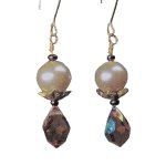(image for) Genuine Pearl & Topaz Drop Chandelier Earrings