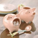 (image for) Pink Pig Figurine Ceramic Sugar Bowl by Grasslands Road