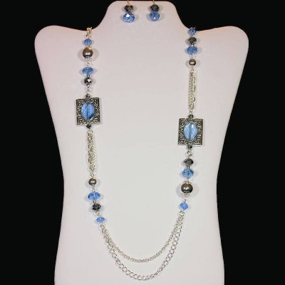 (image for) Beaded Necklace in Blue Jewelry Set