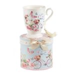 (image for) Butterflies, Roses & Bicycle Footed Tea Cup
