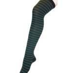 (image for) Green & Black Stripe Thigh High Socks