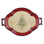 (image for) Tree Shape Oval Christmas Serving Platter with Handles