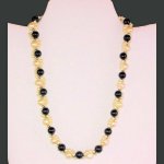 (image for) Black and White Genuine Pearl and Onyx Beaded Necklace