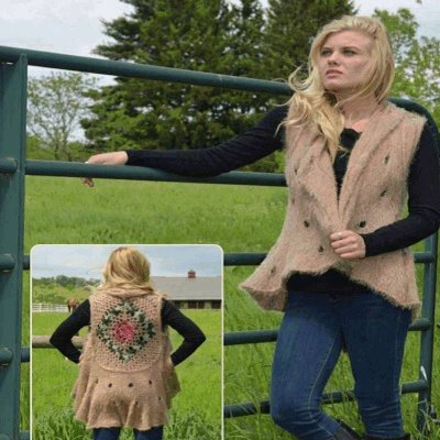 (image for) Rose Design Tan Sleeveless Sweater Vest