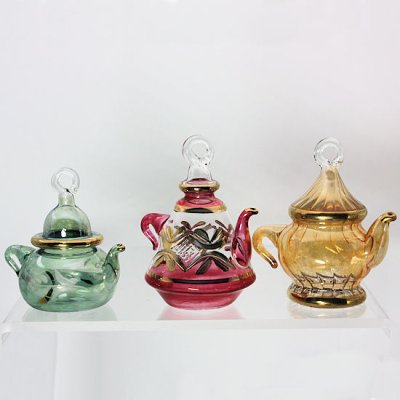 (image for) Teapot Ornaments Set of 3 Handmade Glass by Egyptian Museum