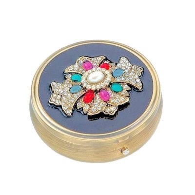 (image for) Jeweled Cross Round Metal Pillbox by Spring Street Design