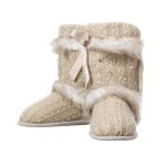 (image for) Tan Fur Crystals & Ribbons Boutique Knitted Boots