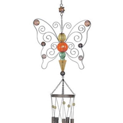 (image for) Beaded Butterfly Wind Chime Garden Ornament
