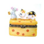 (image for) Cheese with Mouse and Calico Kitten Trinket Box