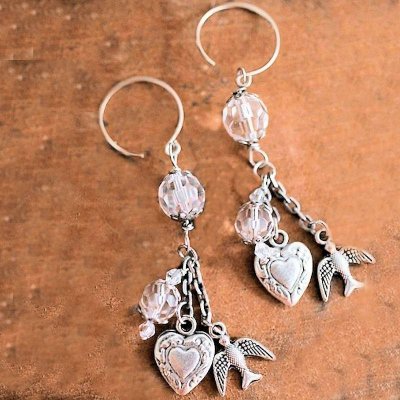 (image for) Birdies & Hearts Chandelier Earrings