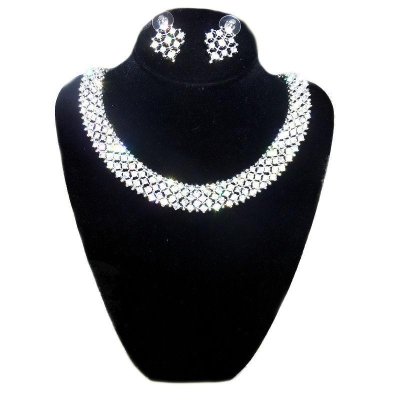 (image for) Glorious Rhinestone Choker Necklace & Earrings Jewelry Set