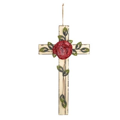 (image for) Red Rose Cross Wall Art