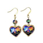 (image for) Cloisonne Hearts Beaded Earrings