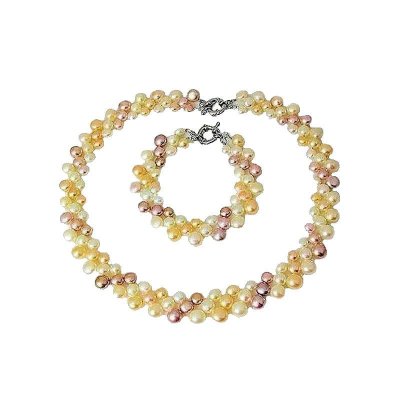(image for) Genuine Glowing Pearls Necklace & Bracelet Jewelry Set
