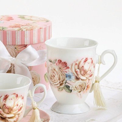 (image for) Roses Galore Footed Tea Cup in Gift Box with Crystals