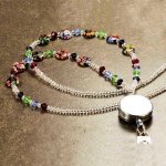 (image for) Popover Base Beaded Floral Necklace Badge Holder or Lanyard
