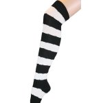(image for) White & Black Wide Design Stripe Thigh High Socks