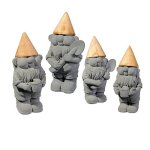 (image for) Bamboo Hat Gnome Garden Figurines Set of 4