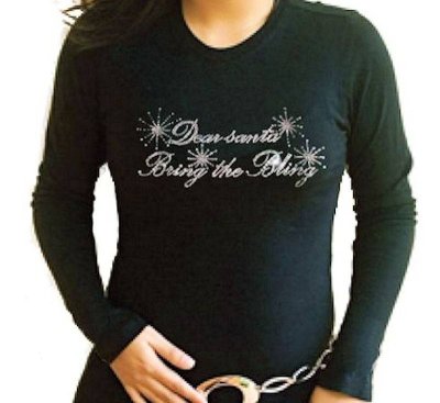 (image for) Bring the Bling Christmas Rhinestone Shirt Santa