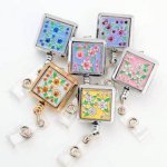 (image for) Floral Brilliance Square Metal Badge Holder or Lanyard
