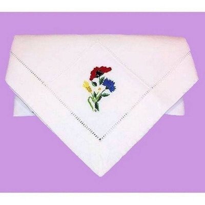 (image for) Floral Design Handmade Hand Embroidered Linen Napkin