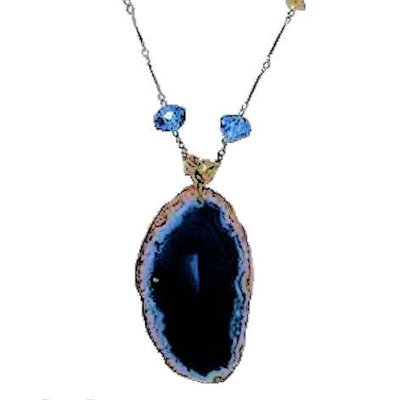 (image for) Blue Genuine Gemstone Pendant Necklace