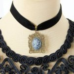 (image for) Black Velvet with Cameo Pendant Choker Necklace