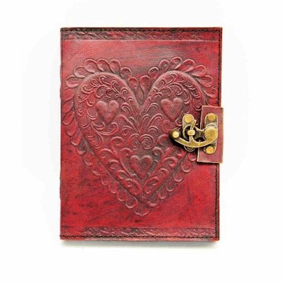 (image for) Embossed Heart Handmade Leather Journal
