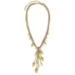 (image for) Leaf Drop with Crystals Beaded Necklace