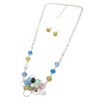 (image for) Charming Crystal Flower Necklace & Earrings Jewelry Set