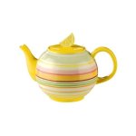 (image for) Bright Lemon Striped Ceramic Teapot by Grasslands Road