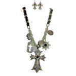 (image for) Charmed Crosses Necklace & Earrings Jewelry Set