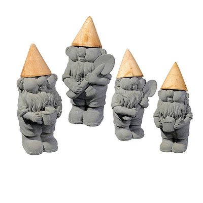 (image for) Bamboo Hat Gnome Garden Figurines Set of 4