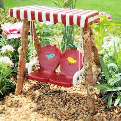 (image for) Swing Figurine Covered Fairy Garden Furniture