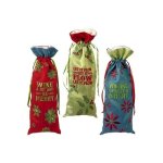 (image for) Embroidered Funny Sayings Christmas Wine Gift Bags