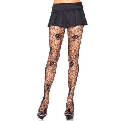 (image for) Black Skull & Spider Web Design Pantyhose