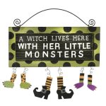 (image for) A Witch Lives Here with Her Little Monsters Halloween Sign
