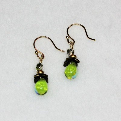 (image for) Olivine Droplets Beaded Earrings by Robin Goodfellow