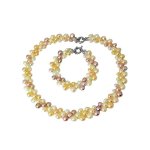 (image for) Genuine Glowing Pearls Necklace & Bracelet Jewelry Set