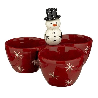 (image for) Snowman Christmas Sectioned Serving Bowl Dish