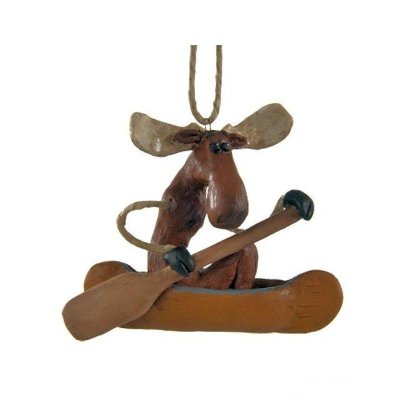 (image for) Moose Figurine in Canoe Christmas Ornament