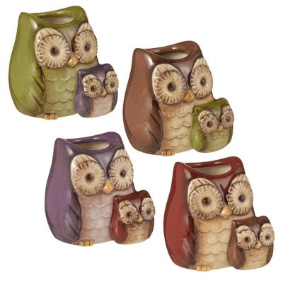 (image for) Crimson Hollow Owl Figurine Toothpick Holder