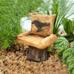 (image for) Chair Figurine Black Bird Fairy Garden Furniture