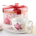 (image for) Red Rose Design Tea Cup & Saucer Set