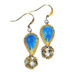 (image for) Cloisonne Drop & Crystal Ball Beaded Earrings