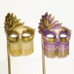 (image for) Beaded Veil of Mystery Venetian Mask on a Stick