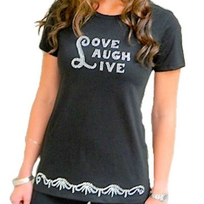 (image for) Love Laugh Live Rhinestone Shirt Black by Sabrina Barnett