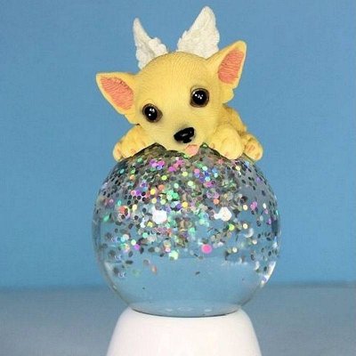 (image for) Chihuahua Dog Angel Figurine Light Up Glitter Globe